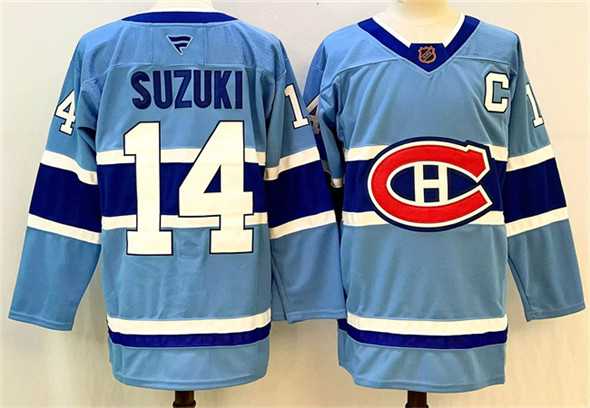 Men's Montreal Canadiens #14 Nick Suzuki Blue 2023-24 Reverse Retro Stitched Jersey,We sell and wholesale Men's Montreal Canadiens #14 Nick Suzuki Blue 2023-24 Reverse Retro Stitched Jersey on line form chian!