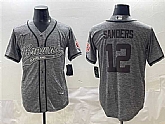 Men's Cleveland Browns #12 Shedeur Sanders Gray With Patch Cool Base Stitched Baseball Jersey,baseball caps,new era cap wholesale,wholesale hats