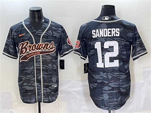 Men's Cleveland Browns #12 Shedeur Sanders Gray Camo With Patch Cool Base Stitched Baseball Jersey,We sell and wholesale Men's Cleveland Browns #12 Shedeur Sanders Gray Camo With Patch Cool Base Stitched Baseball Jersey on line form chian!