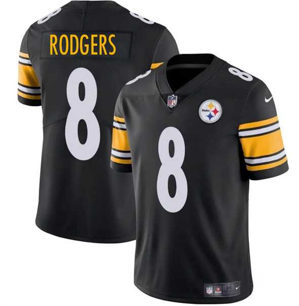Men & Women & Youth Pittsburgh Steelers #8 Aaron Rodgers Black 2025 Vapor Limited Stitched Jersey,We sell and wholesale Men & Women & Youth Pittsburgh Steelers #8 Aaron Rodgers Black 2025 Vapor Limited Stitched Jersey on line form chian!