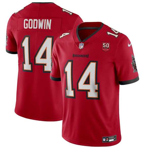 Men & Women & Youth Tampa Bay Buccaneers #14 Chris Godwin Red 2025 50th Season patch Vapor Untouchable Limited Stitched Jersey,We sell and wholesale Men & Women & Youth Tampa Bay Buccaneers #14 Chris Godwin Red 2025 50th Season patch Vapor Untouchable Limited Stitched Jersey on line form chian!