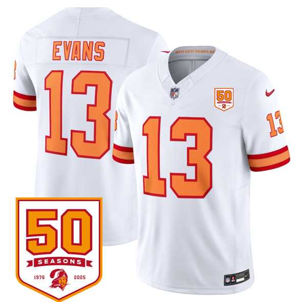Men & Women & Youth Tampa Bay Buccaneers #13 Mike Evans White 2025 F.U.S.E. 50th Anniversary Patch Vapor Untouchable Limited Stitched Jersey,We sell and wholesale Men & Women & Youth Tampa Bay Buccaneers #13 Mike Evans White 2025 F.U.S.E. 50th Anniversary Patch Vapor Untouchable Limited Stitched Jersey on line form chian!
