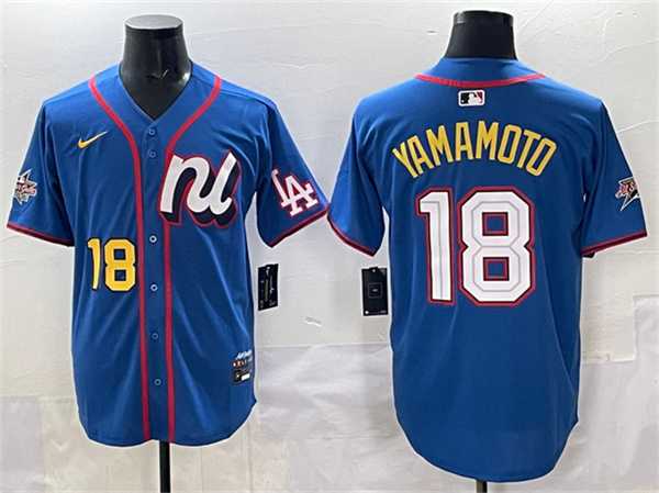 Men's National League #18 Yoshinobu Yamamoto Blue 2025 All-Star Edition Limited Stitched Jersey,We sell and wholesale Men's National League #18 Yoshinobu Yamamoto Blue 2025 All-Star Edition Limited Stitched Jersey on line form chian!