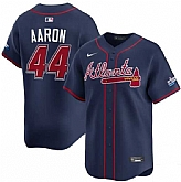 Men's Atlanta Braves #44 Hank Aaron Navy 2025 Speedway Classic Alternate Limited Stitched Jersey Dzhi,baseball caps,new era cap wholesale,wholesale hats