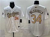 Men's Los Angeles Dodgers #34 Toro Valenzuela White 2025 Gold Collection Limited Stitched Jersey,baseball caps,new era cap wholesale,wholesale hats