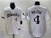 Men's Milwaukee Brewers #4 Paul Molitor White 'Gothic 414 Shadows Edition' Vapor Premier Limited Stitched Jersey,baseball caps,new era cap wholesale,wholesale hats