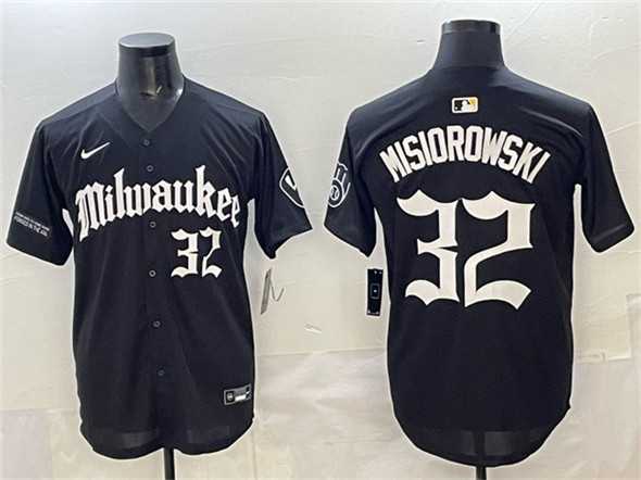 Men's Milwaukee Brewers #32 Jacob Misiorowski Black 'Gothic 414 Shadows Edition' Vapor Premier Limited Stitched Jersey,We sell and wholesale Men's Milwaukee Brewers #32 Jacob Misiorowski Black 'Gothic 414 Shadows Edition' Vapor Premier Limited Stitched Jersey on line form chian!