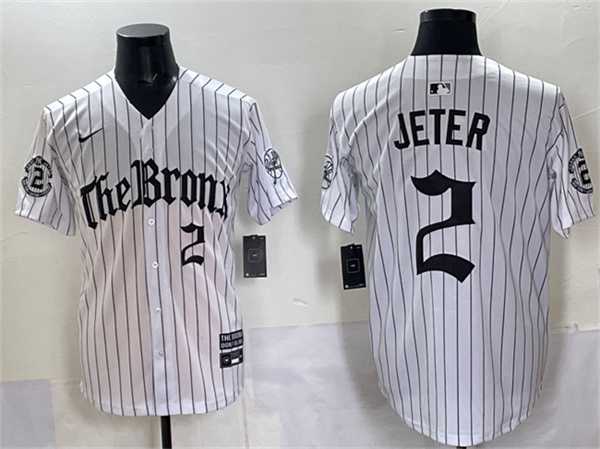 Men's New York Yankees #2 Derek Jeter White Pinstripe 'Gothic Legacy Edition' Vapor Premier Limited Stitched Jersey,We sell and wholesale Men's New York Yankees #2 Derek Jeter White Pinstripe 'Gothic Legacy Edition' Vapor Premier Limited Stitched Jersey on line form chian!