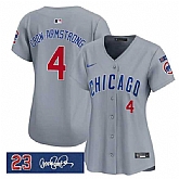 Women's Chicago Cubs #4 Pete Crow-Armstrong Gray 'Ryne Sandberg Tribute' Vapor Limited V3 Stitched Jersey Dzhi,baseball caps,new era cap wholesale,wholesale hats