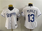 Women's Kansas City Royals #13 Salvador Perez White Cool Base Stitched Jersey,baseball caps,new era cap wholesale,wholesale hats