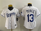 Youth Kansas City Royals #13 Salvador Perez White Cool Base Stitched Jersey,baseball caps,new era cap wholesale,wholesale hats
