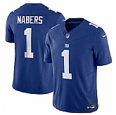 Men & Women & Youth New York Giants #1 Malik Nabers Blue 2024 Draft F.U.S.E. Vapor Untouchable Limited Stitched Jersey,baseball caps,new era cap wholesale,wholesale hats