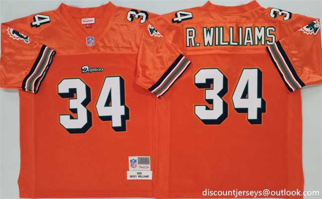 Men's Miami Dolphins #34 Ricky Williams Orange Throwback Stitched Football Jersey,We sell and wholesale Men's Miami Dolphins #34 Ricky Williams Orange Throwback Stitched Football Jersey on line form chian!