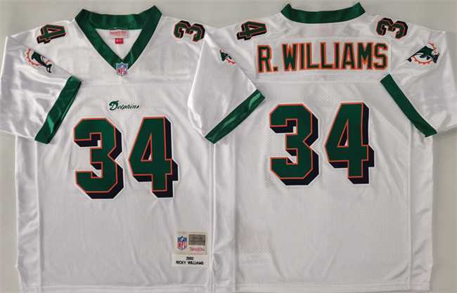 Men's Miami Dolphins #34 Ricky Williams White Throwback Stitched Football Jersey,We sell and wholesale Men's Miami Dolphins #34 Ricky Williams White Throwback Stitched Football Jersey on line form chian!