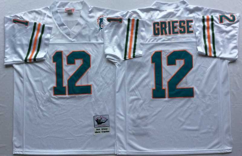 Men's Miami Dolphins #12 Bob Griese White Throwback Stitched Football Jersey,We sell and wholesale Men's Miami Dolphins #12 Bob Griese White Throwback Stitched Football Jersey on line form chian!