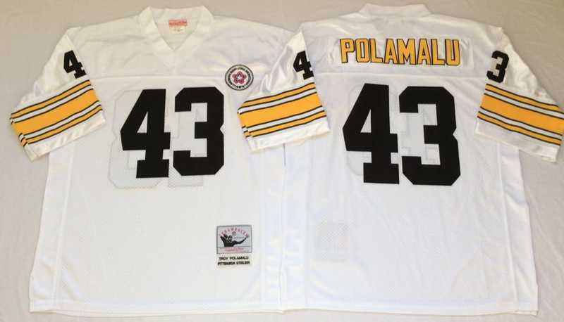 Men's Pittsburgh Steelers #43 Troy Polamalu White Throwback Stitched Football Jersey,We sell and wholesale Men's Pittsburgh Steelers #43 Troy Polamalu White Throwback Stitched Football Jersey on line form chian!