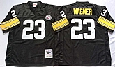 Men's Pittsburgh Steelers #23 Mike Wagner Black Throwback Stitched Football Jersey,baseball caps,new era cap wholesale,wholesale hats