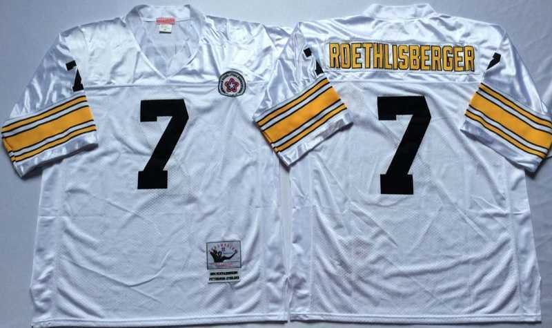 Men's Pittsburgh Steelers #7 Ben Roethlisberger White Throwback Stitched Football Jersey,We sell and wholesale Men's Pittsburgh Steelers #7 Ben Roethlisberger White Throwback Stitched Football Jersey on line form chian!