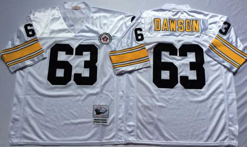 Men's Pittsburgh Steelers #63 Dermontti Dawson White Throwback Stitched Football Jersey,We sell and wholesale Men's Pittsburgh Steelers #63 Dermontti Dawson White Throwback Stitched Football Jersey on line form chian!