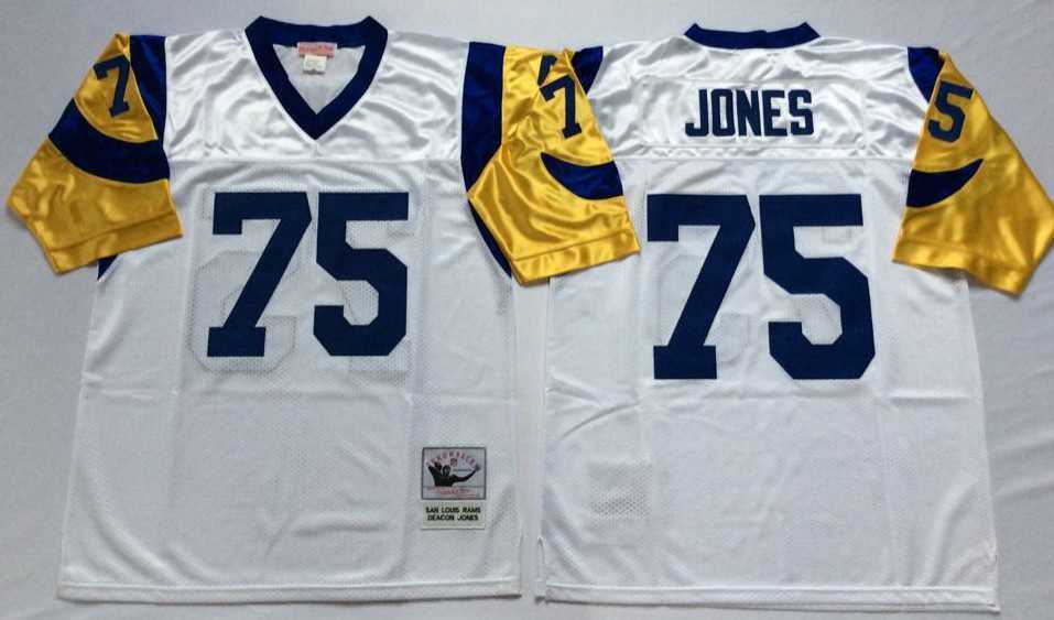 Men's Rams #75 Deacon Jones White Throwback Stitched Football Jersey,We sell and wholesale Men's Rams #75 Deacon Jones White Throwback Stitched Football Jersey on line form chian!