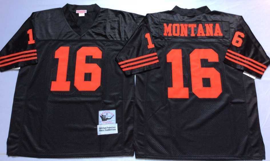 Men's San Francisco 49ers #16 Joe Montana Black Throwback Stitched Football Jersey,We sell and wholesale Men's San Francisco 49ers #16 Joe Montana Black Throwback Stitched Football Jersey on line form chian!