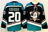 Men's Anaheim Ducks #20 Chris Kreider Black Teal 2024-25 Stitched Jersey
