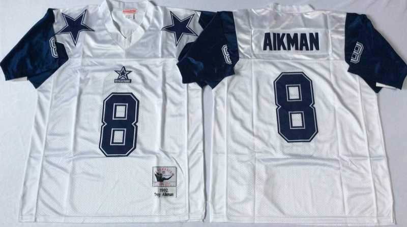 Men's Dallas Cowboys #8 Troy Aikman White Throwback Stitched Football Jersey,We sell and wholesale Men's Dallas Cowboys #8 Troy Aikman White Throwback Stitched Football Jersey on line form chian!