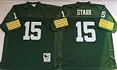 Men's Green Bay Packers #15 Bart Starr Green Throwback Stitched Football Jersey,baseball caps,new era cap wholesale,wholesale hats