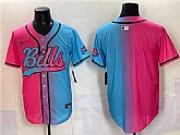 Men's Buffalo Bills Blank Pink Blue Limited Stitched Baseball Jersey,baseball caps,new era cap wholesale,wholesale hats