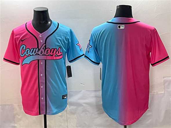 Men's Dallas Cowboys Blank Pink Blue Limited Stitched Baseball Jersey,We sell and wholesale Men's Dallas Cowboys Blank Pink Blue Limited Stitched Baseball Jersey on line form chian!