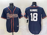 Men's Denver Broncos #18 Peyton Manning Navy Cool Base Stitched Baseball Jersey,baseball caps,new era cap wholesale,wholesale hats