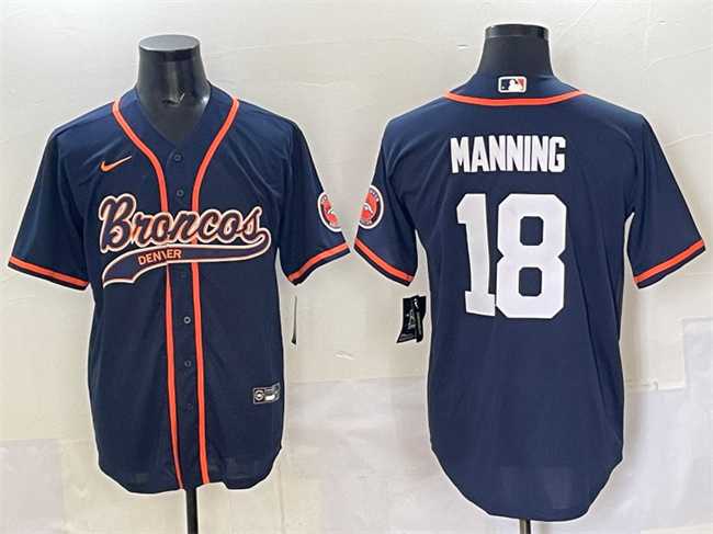 Men's Denver Broncos #18 Peyton Manning Navy Cool Base Stitched Baseball Jersey,We sell and wholesale Men's Denver Broncos #18 Peyton Manning Navy Cool Base Stitched Baseball Jersey on line form chian!