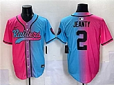 Men's Las Vegas Raiders #2 Ashton Jeanty Pink Blue Limited Stitched Baseball Jersey,baseball caps,new era cap wholesale,wholesale hats