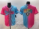 Men's Las Vegas Raiders Team Big Logo Pink Blue Limited Stitched Baseball Jersey,baseball caps,new era cap wholesale,wholesale hats