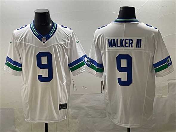 Men's Seattle Seahawks #9 Kenneth Walker III White F.U.S.E. Throwback Vapor Limited Stitched Jersey,We sell and wholesale Men's Seattle Seahawks #9 Kenneth Walker III White F.U.S.E. Throwback Vapor Limited Stitched Jersey on line form chian!