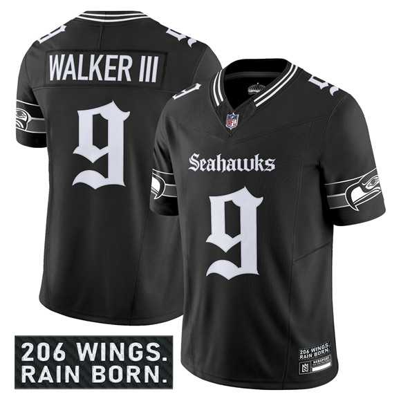 Men & Women & Youth Seattle Seahawks #9 Kenneth Walker III Black 2025 F.U.S.E. 'Gothic Rain City Shadows Edition' Vapor Limited Stitched Jersey,We sell and wholesale Men & Women & Youth Seattle Seahawks #9 Kenneth Walker III Black 2025 F.U.S.E. 'Gothic Rain City Shadows Edition' Vapor Limited Stitched Jersey on line form chian!