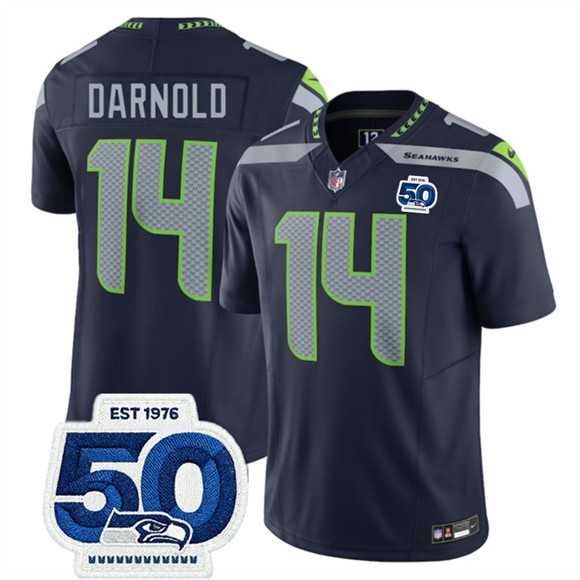 Men & Women & Youth Seattle Seahawks #14 Sam Darnold Navy 2025 F.U.S.E. 50th Anniversary Patch Vapor Limited Stitched Jersey,We sell and wholesale Men & Women & Youth Seattle Seahawks #14 Sam Darnold Navy 2025 F.U.S.E. 50th Anniversary Patch Vapor Limited Stitched Jersey on line form chian!