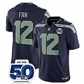Men & Women & Youth Seattle Seahawks #12 Fan Navy 2025 F.U.S.E. 50th Anniversary Patch Vapor Limited Stitched Jersey,baseball caps,new era cap wholesale,wholesale hats