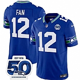 Men's Seattle Seahawks #12 Fan Royal 2025 F.U.S.E 50th Anniversary Patch Throwback Vapor Limited Stitched Jersey,baseball caps,new era cap wholesale,wholesale hats