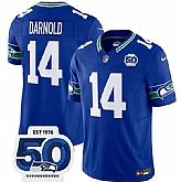 Men's Seattle Seahawks #14 Sam Darnold Royal 2025 F.U.S.E 50th Anniversary Patch Throwback Vapor Limited Stitched Jersey,baseball caps,new era cap wholesale,wholesale hats