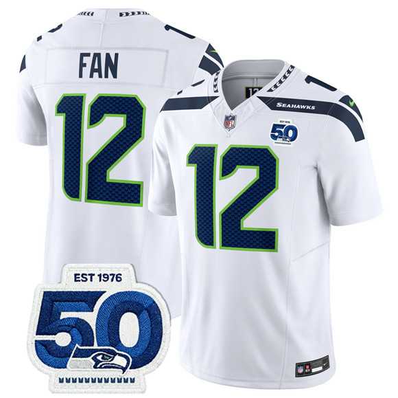 Men & Women & Youth Seattle Seahawks #12 Fan White 2025 F.U.S.E. 50th Anniversary Patch Vapor Limited Stitched Jersey,We sell and wholesale Men & Women & Youth Seattle Seahawks #12 Fan White 2025 F.U.S.E. 50th Anniversary Patch Vapor Limited Stitched Jersey on line form chian!