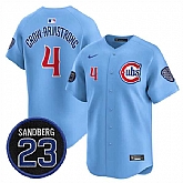 Men's Chicago Cubs #4 Pete Crow-Armstrong Blue 'Ryne Sandberg Tribute' Vapor Limited V2 Stitched Jersey Dzhi,baseball caps,new era cap wholesale,wholesale hats