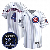 Men's Chicago Cubs #4 Pete Crow-Armstrong White Pinstripe 'Ryne Sandberg Tribute' Vapor Limited V2 Stitched Jersey Dzhi,baseball caps,new era cap wholesale,wholesale hats