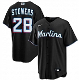 Men's Miami Marlins #28 Kyle Stowers Black Cool Base Stitched Jersey Dzhi,baseball caps,new era cap wholesale,wholesale hats