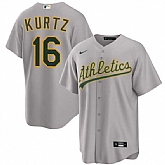 Men's Oakland Athletics #16 Nick Kurtz Gray 2024 Away Limited Stitched Jersey Dzhi,baseball caps,new era cap wholesale,wholesale hats