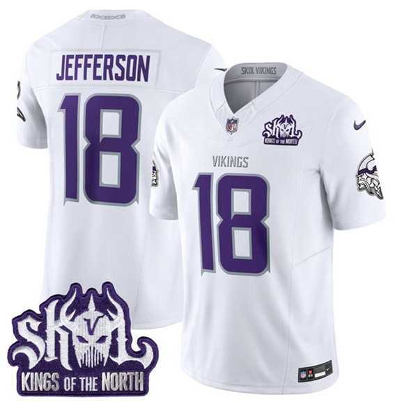 Men's Minnesota Vikings #18 Justin Jefferson White 2025 F.U.S.E. Winter Warrior Skol Patch Vapor Limited Stitched Jersey Dzhi,We sell and wholesale Men's Minnesota Vikings #18 Justin Jefferson White 2025 F.U.S.E. Winter Warrior Skol Patch Vapor Limited Stitched Jersey Dzhi on line form chian!