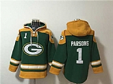 Men's Green Bay Packers #1 Micah Parsons Green Lace-Up Pullover Hoodie,baseball caps,new era cap wholesale,wholesale hats