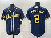 Men's Milwaukee Brewers #2 Brice Turang Navy 2025 With Patch Stitched Jersey,baseball caps,new era cap wholesale,wholesale hats