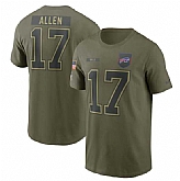 Men's Buffalo Bills #17 Josh Allen Olive 2025 Salute to Service Name & Number T-Shirt,baseball caps,new era cap wholesale,wholesale hats