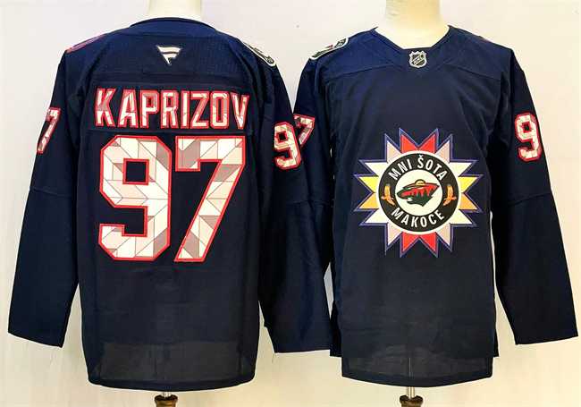 Men's Minnesota Wild #97 Kirill Kaprizov Navy 2024-25 Stitched Hockey Jersey,We sell and wholesale Men's Minnesota Wild #97 Kirill Kaprizov Navy 2024-25 Stitched Hockey Jersey on line form chian!